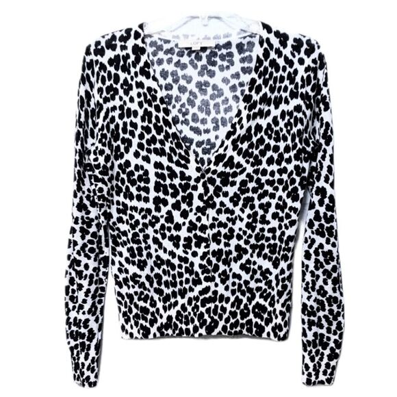 LOFT Leopard Animal Print Cotton Cardigan XS - Picture 1 of 9